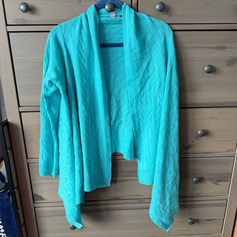 Lilly Pulitzer Cable Knit Cashmere Open Cardigan/Shawl Size S/M